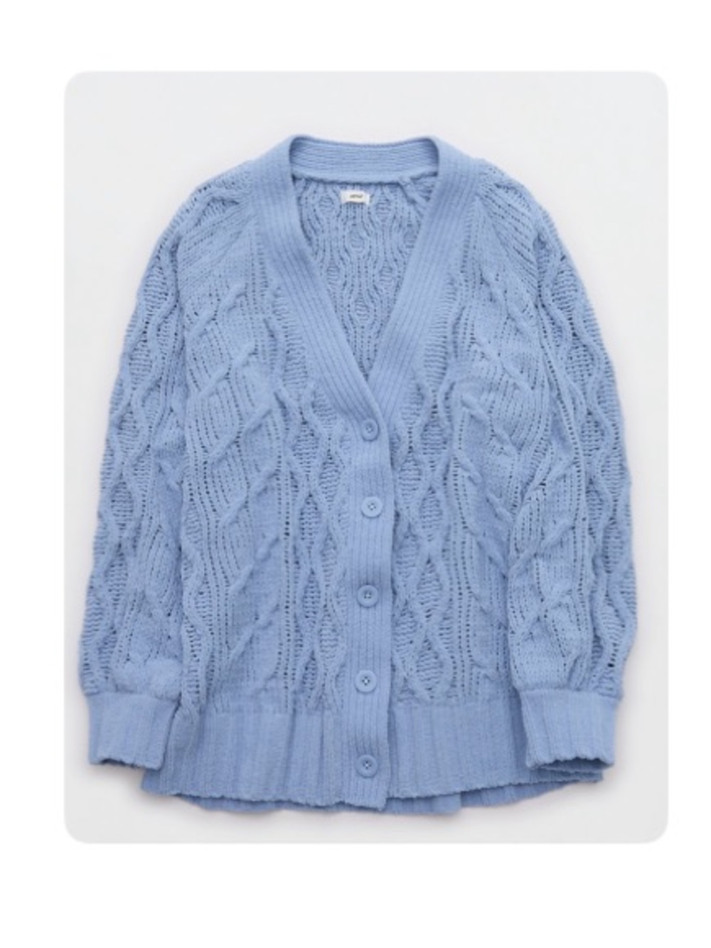 aerie Monaco Blue Oversized Cable Knit Cardigan